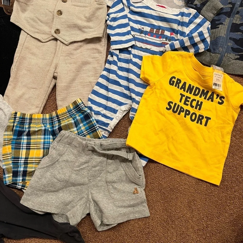 Bundle of 17 Pieces of Boys Clothes Size 3-6 Months Footies, Shorts, Pants, Sets